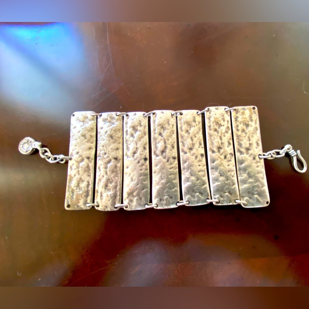 Turkey hand made antik collection Silver color Links Bracelet 2.2”Wide & 8”long